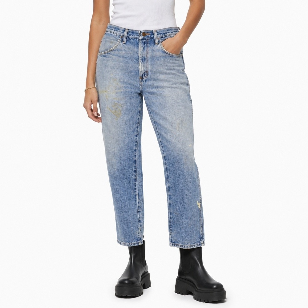 90s Vintage Rustler Straight Leg Jeans Women 31 Blue Dark Stone Wash High Rise